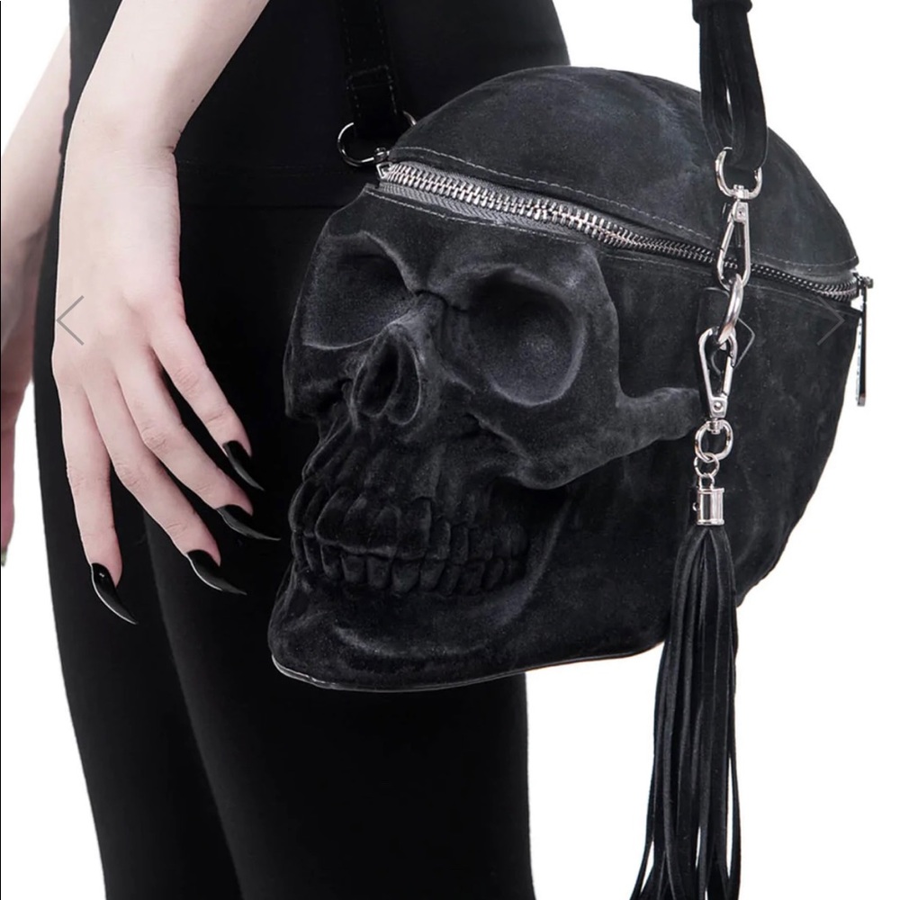 Killstar grave digger skull handbag black velvet NWT